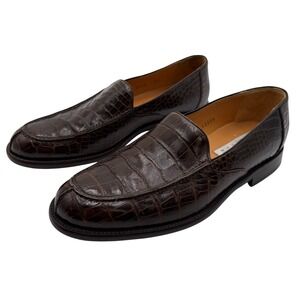 Mezlan Platinum Alligator Leather Loafer Mens 8.5 M Brown Slip On Shoes Spain